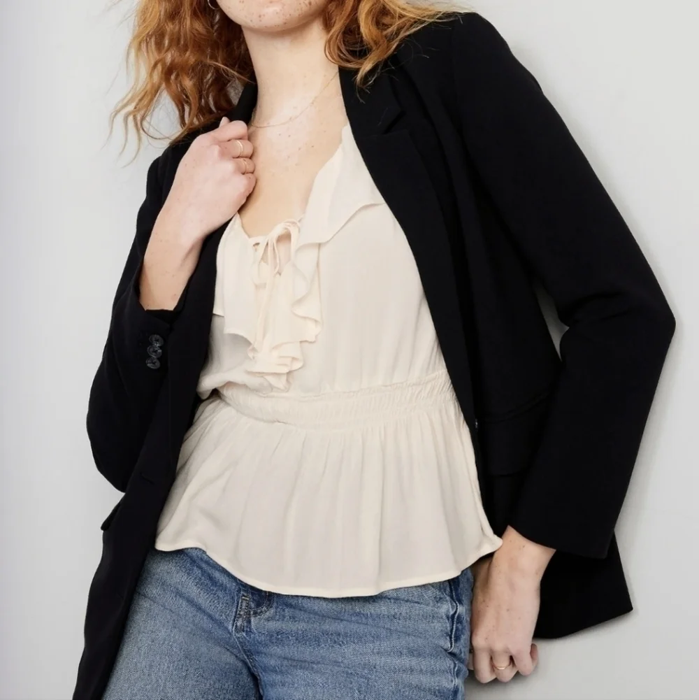 XXL - Old Navy | Waist-Defined Ruffle-Trim Top - Picture 4 of 5